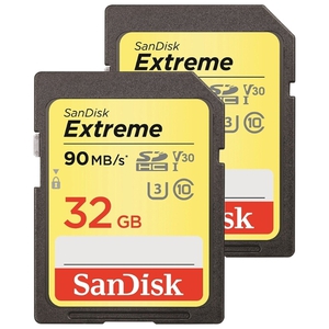 Кaрта памяти 32Gb SanDisk Extreme Class 10 UHS-I U3 2-Pack SDSDXVE-032G-GNCI2