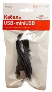 Кабель USB 2.0- miniUSB, длина-1м