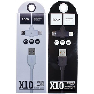 USB кабель 3 в 1 HOCO Premium X10  Lightning/micro USB/Type-C чёрный