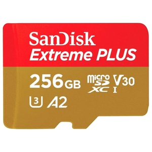 Карта памяти 256Gb microSDXC Sandisk Extreme Plus Class 10 UHS Class 3, UHS-I + адаптер (SDSQXBZ-256G-GN6MA)